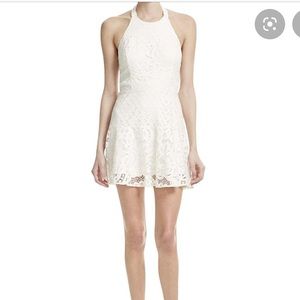 Parker Leona lace white halter cut out party dress